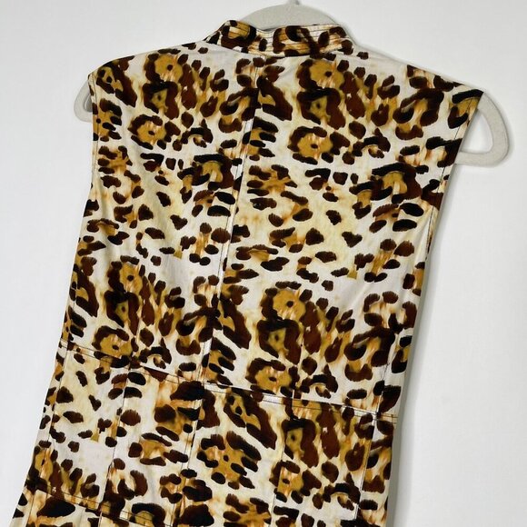 CF Goldman Leopard Corset Midi Dress Womens Size 0 Ruffle Cheetah - Picture 7 of 10